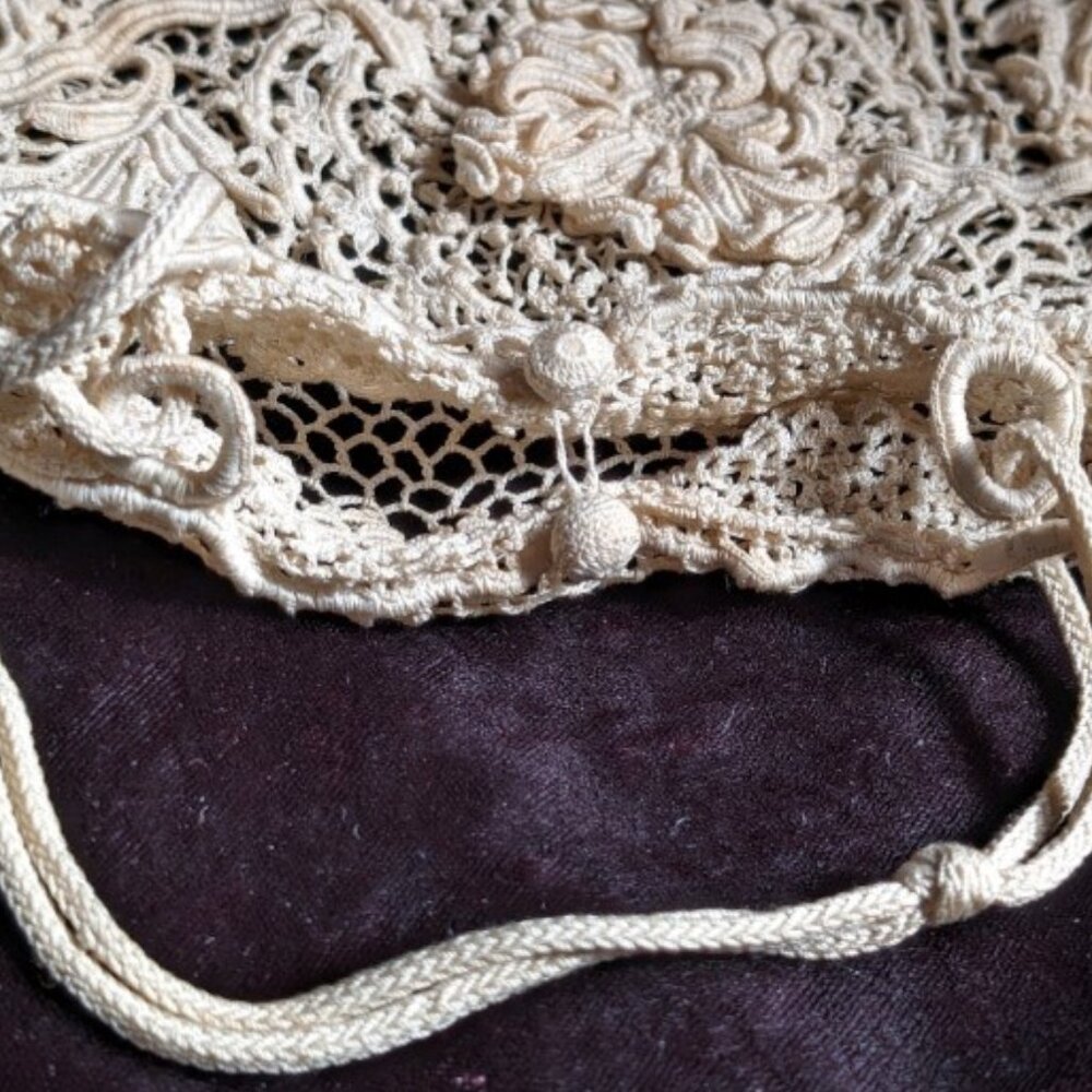 Antique Crocheted Lace Purse Evening Wedding Bag Victorian - Picture 8 of 16